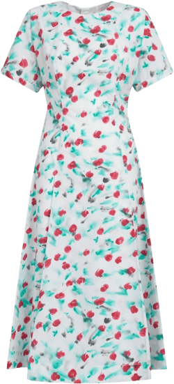 painterly-print cotton midi dress