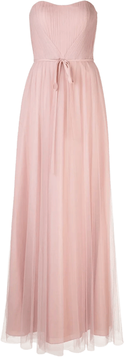 strapless tulle long bridesmaid gown