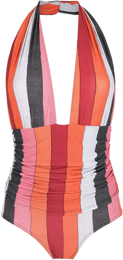 colour-block halterneck swimsuit
