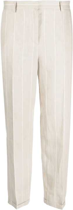 striped straight-leg linen trousers
