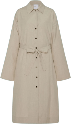 spread-collar belted trench coat 