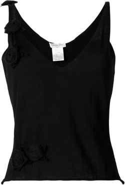 2000s pre-owned rose-appliqué knitted top