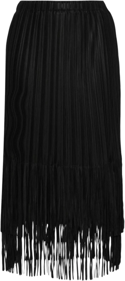 fringed pleated midi skirt