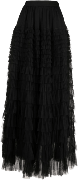 ruffled tulle maxi skirt