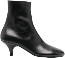 smooth grain round-toe leather boots