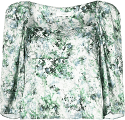 floral-print square-neck blouse