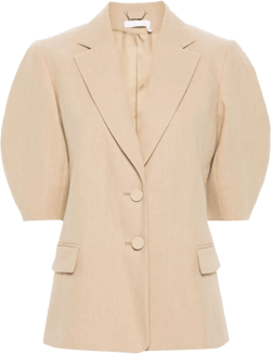 Balloon-sleeve Linen Jacket In Nude