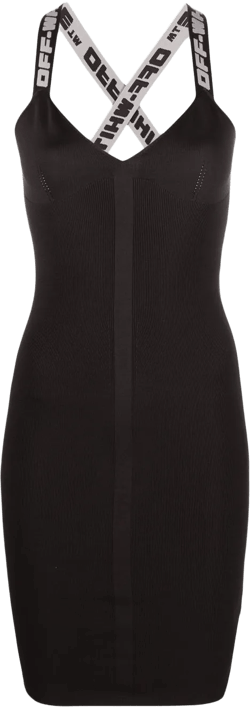logo straps V-neck mini dress