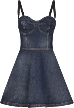 sweetheart-neck denim minidress