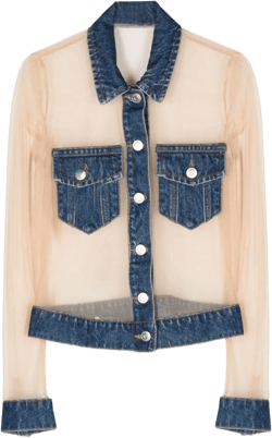 tulle-panels denim shirt