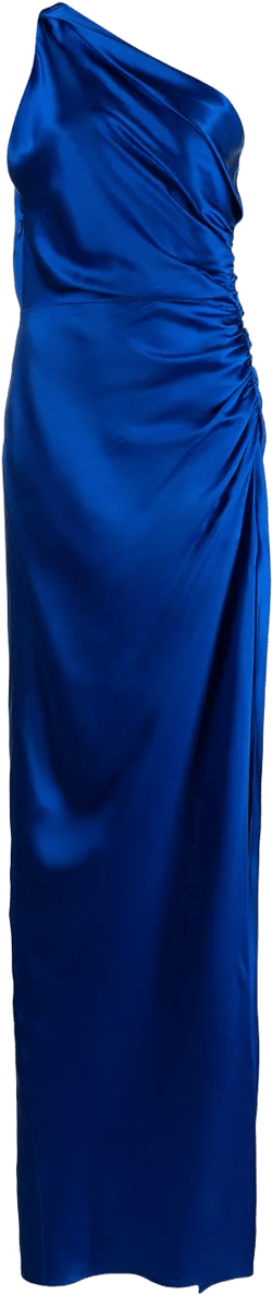 one-shoulder silk gown
