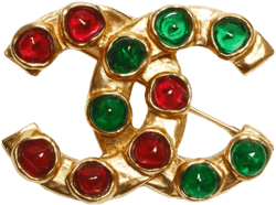 1980s stone-embellished CC brooch