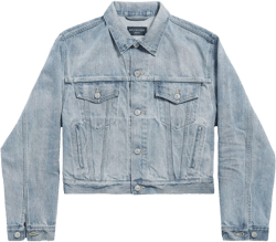 Faded Denim Jacket In Light Blue