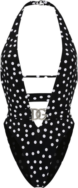 polka dot belted swimsuit