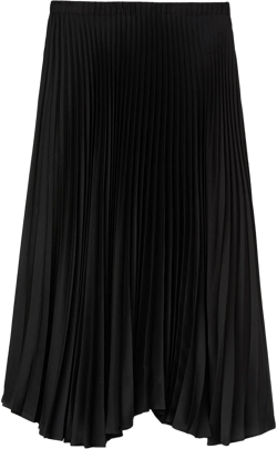 high-waist pleated midi skirt