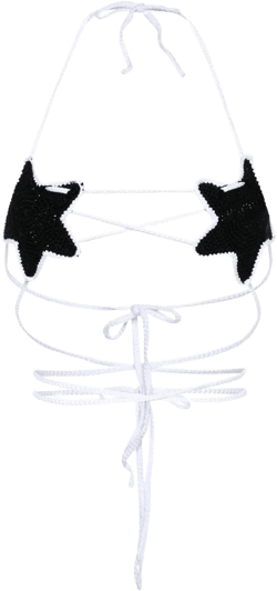 star-patch crochet bikini top