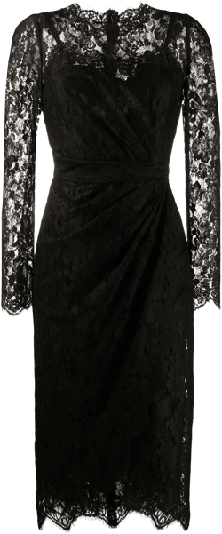 galloon-lace wrap midi dress