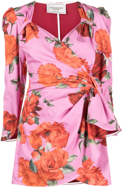  floral-print drape-detail dress