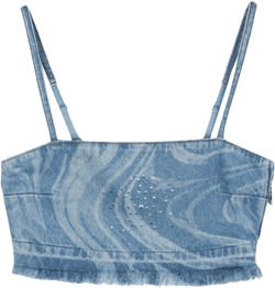 crystal-embellished denim crop top