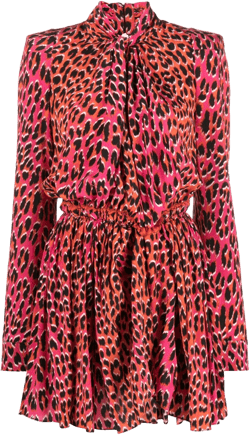 animal-print silk minidress