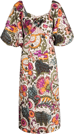 floral-print linen dress