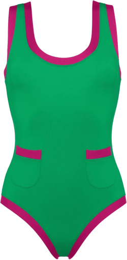 Pueblo contrast-edge pocket-detail swimsuit