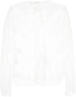 embroidered-design sheer blouse