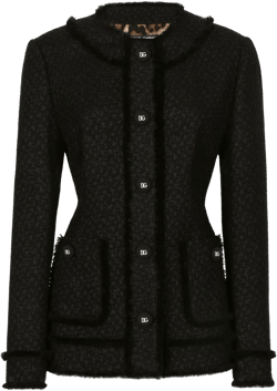 Black Single-breasted Jacket With Branded Button In Tweed Woman