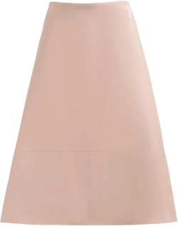 A-Line leather midi skirt