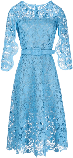 floral-lace belted midi dress 