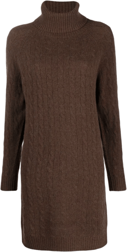 roll-neck cable-knit dress