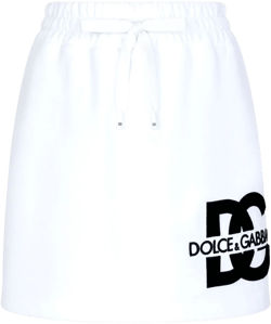 Minigonna In Jersey Con Patch Logo Dg In White