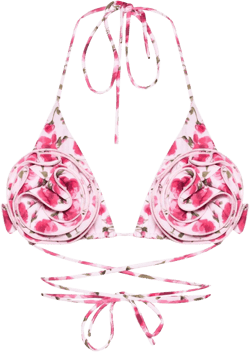 floral-print bikini top