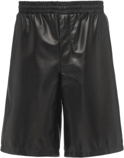 triangle-logo leather Bermuda shorts