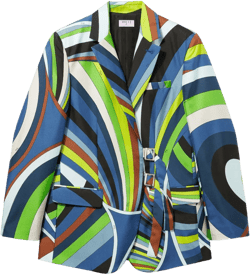 Iride-print silk wrap blazer