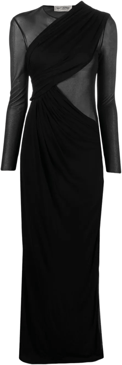 sheer-panel draped gown
