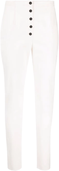 high-waist slim-fit canvas trousers