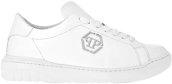 logo-appliqué leather sneakers