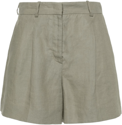 pleated detail linen shorts
