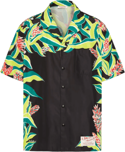 Volcano-print bowling shirt