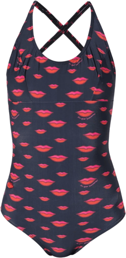 lip-print cut-out swimsuit