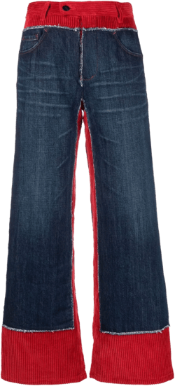 1990s corduroy denim panelled trousers