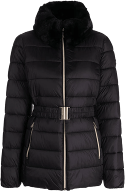 faux-fur collar quilted jacket