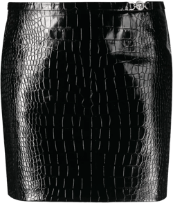 crocodile-effect leather miniskirt