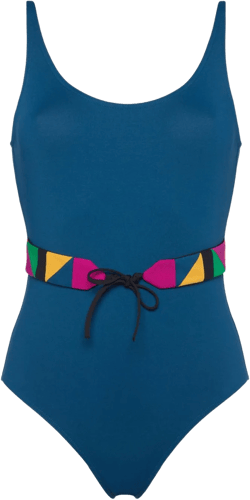 Damier belted swimsuit