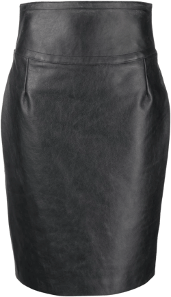 buckle-detail leather pencil skirt