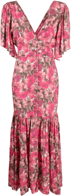 floral-print V-neck dress