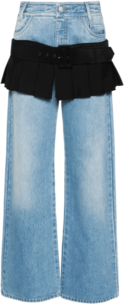 Illusion skirt-detail straight-leg jeans