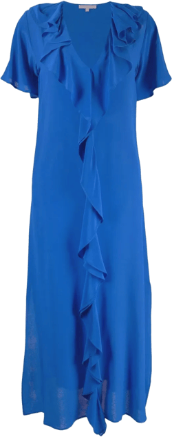 ruffle-trim V-neck long dress