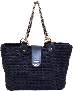2005-2006 CC turn-lock straw tote bag
